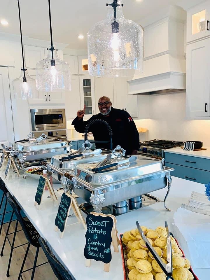 Chef Jessie serving a private brunch buffet