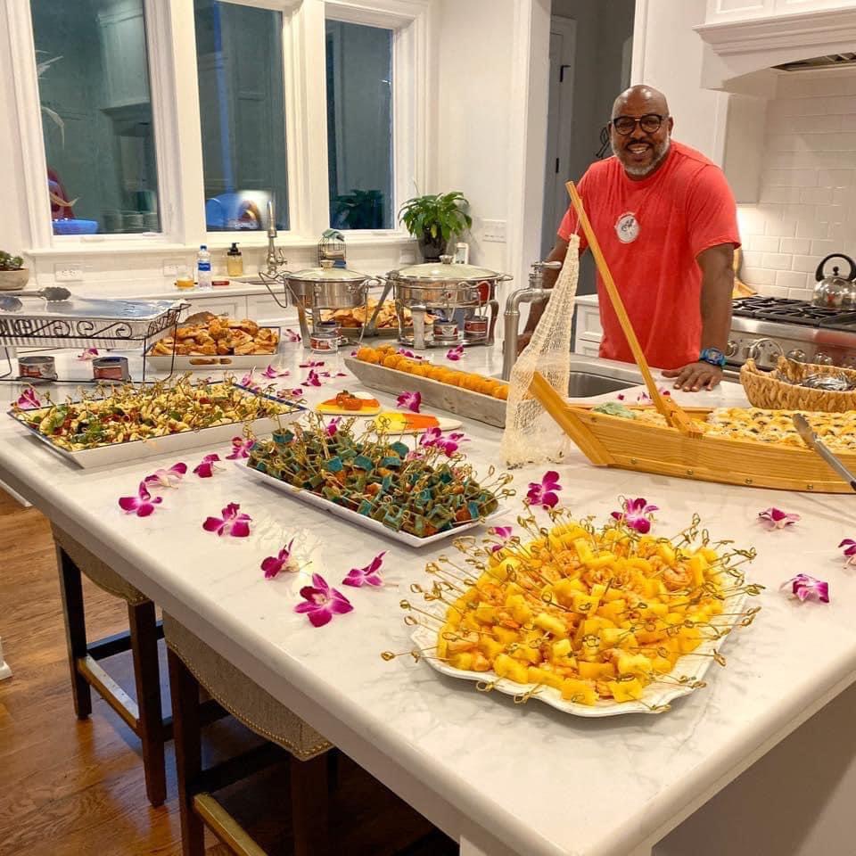 Chef Jessie hosting an elegant private tasting spread